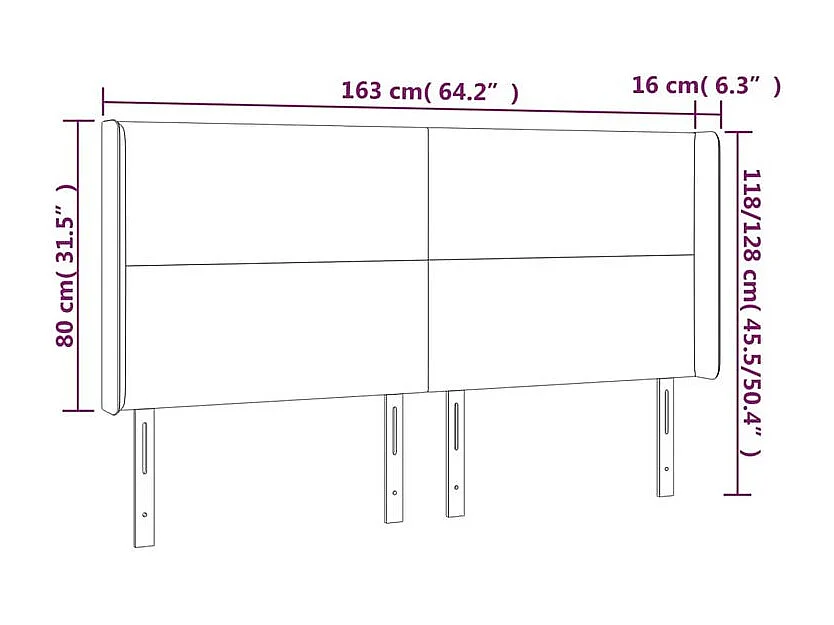 Tête de lit à LED Bleu 163x16x118-128 Tissu