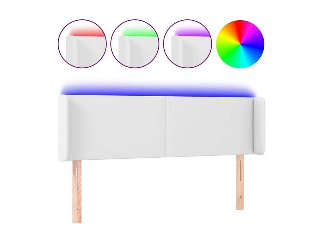 Tête de lit à LED Blanc 147x16x78-88 Similicuir