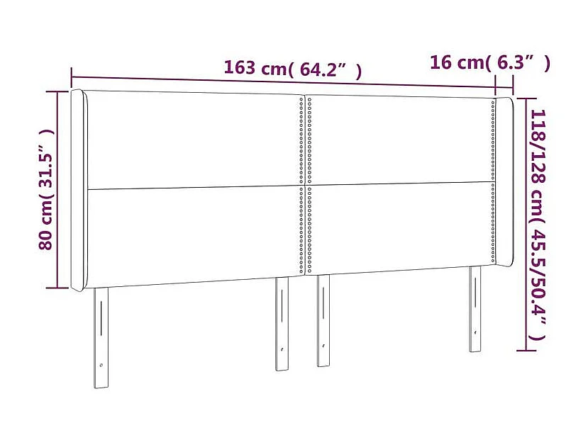 Tête de lit à LED Gris foncé 163x16x118-128 Velours