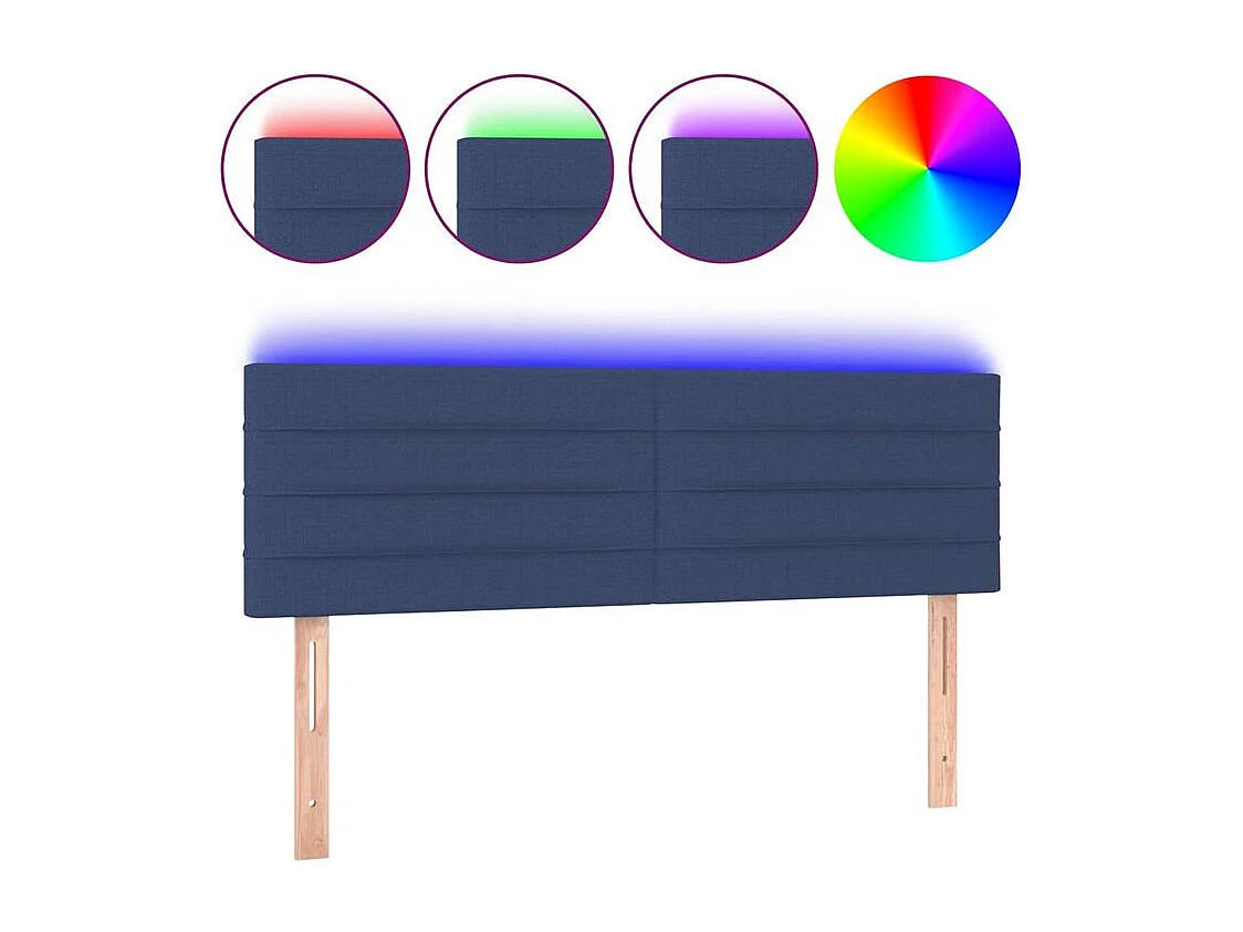 Tête de lit à LED Bleu 144x5x78-88 Tissu