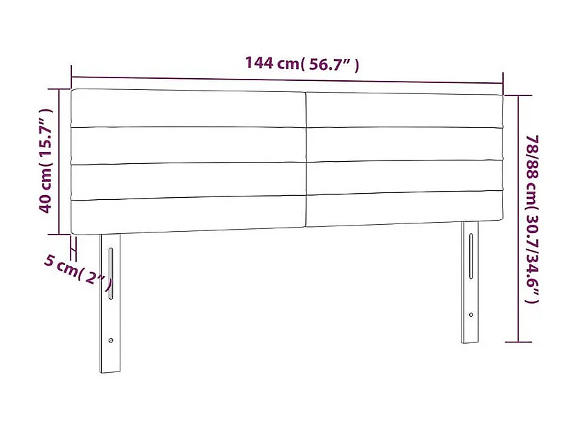 Tête de lit à LED Bleu 144x5x78-88 Tissu