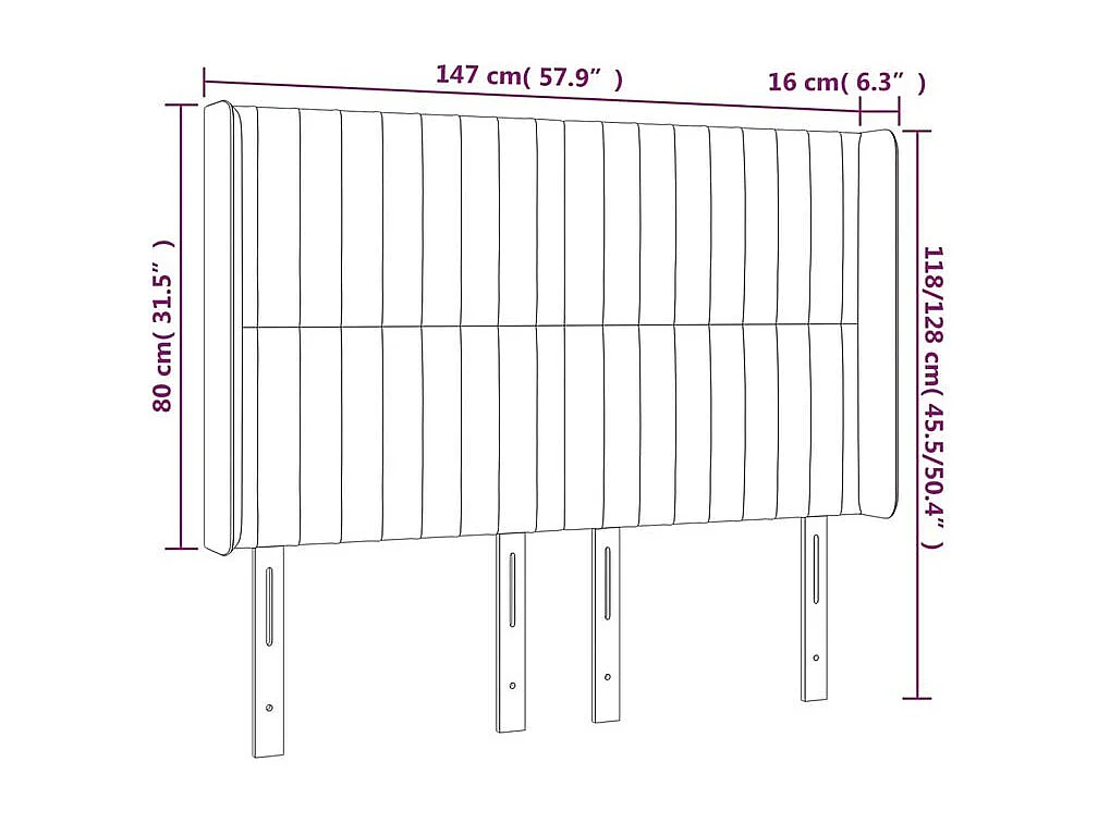 Tête de lit à LED Crème 147x16x118-128 Tissu