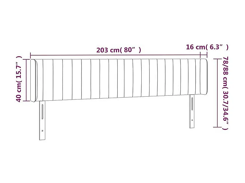 Tête de lit à LED Crème 203x16x78-88 Tissu