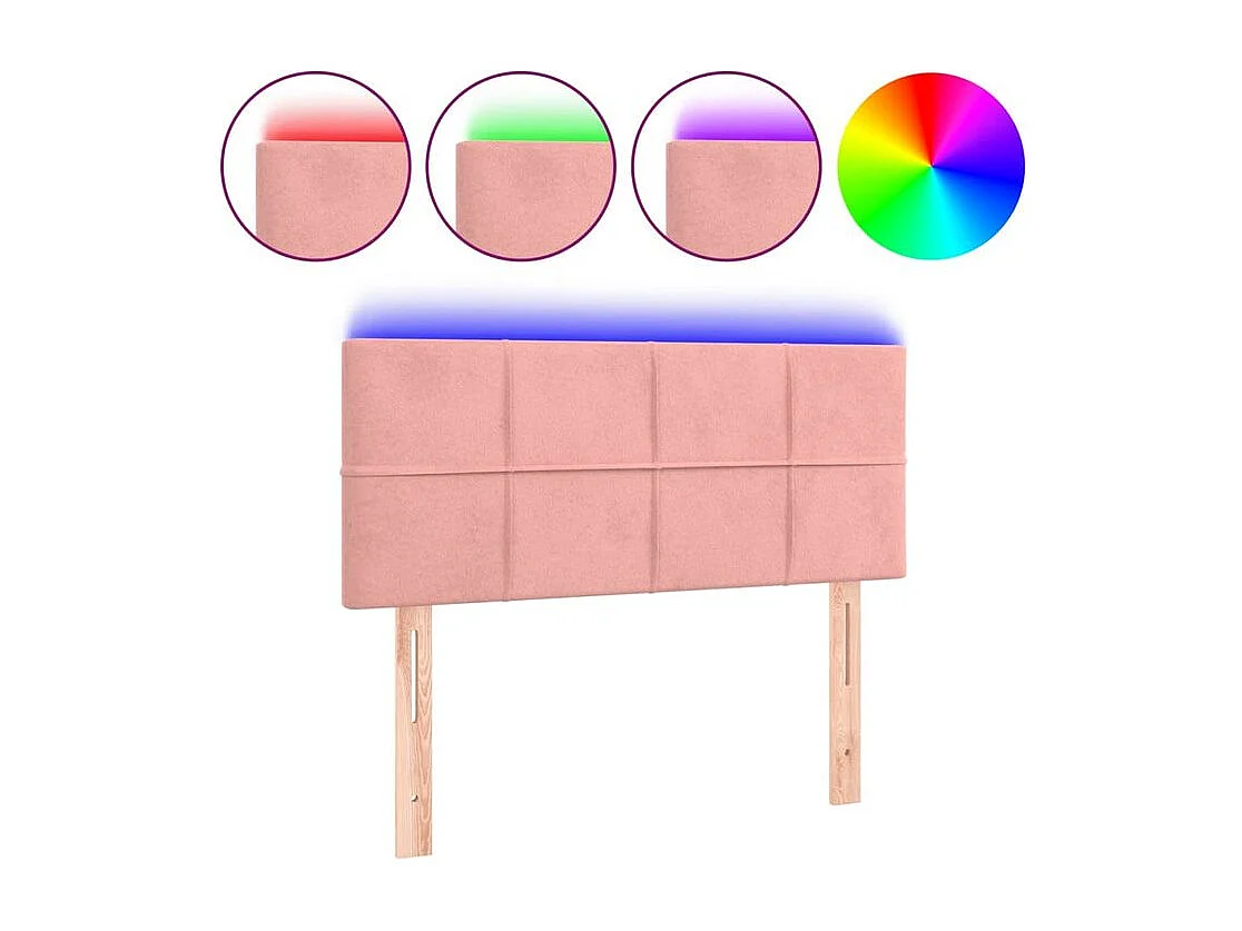 Tête de lit à LED Rose 100x5x78-88 Velours