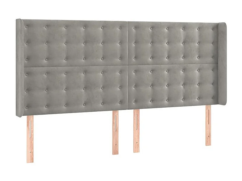 Tête de lit à LED Gris clair 203x16x118-128 Velours