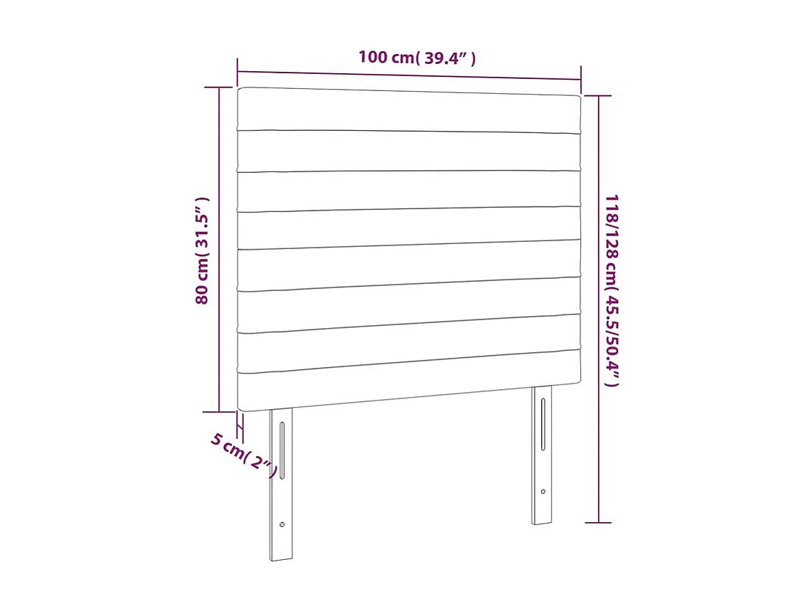 Tête de lit à LED Crème 100x5x118-128 Tissu