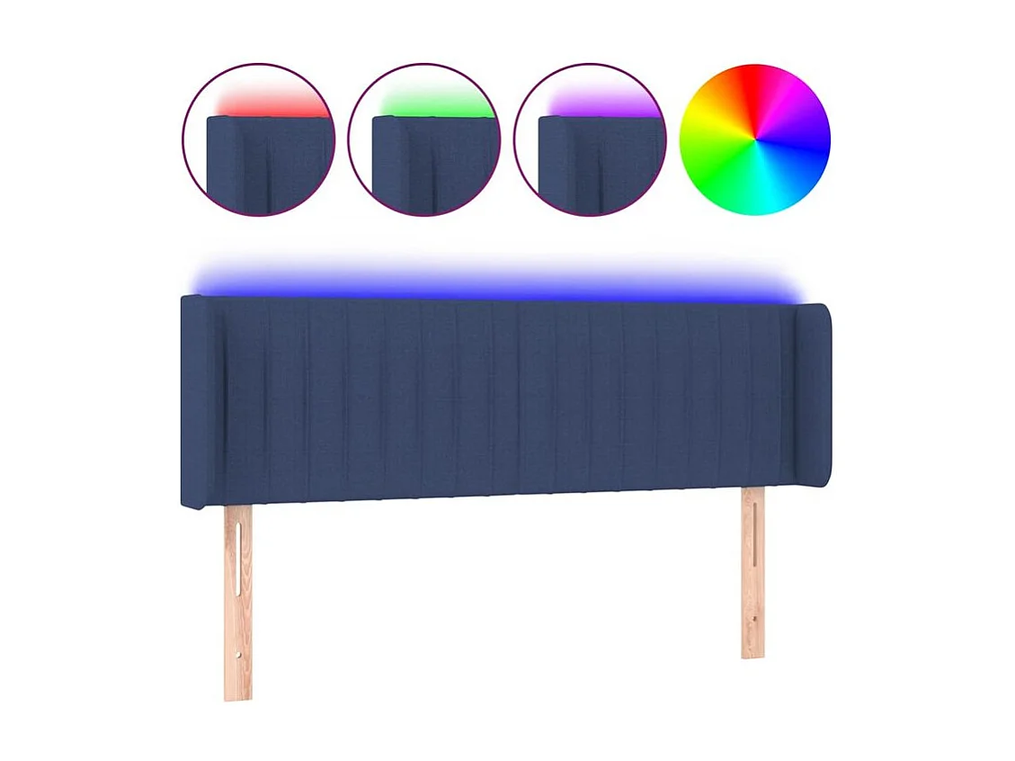 Tête de lit à LED Bleu 147x16x78-88 Tissu