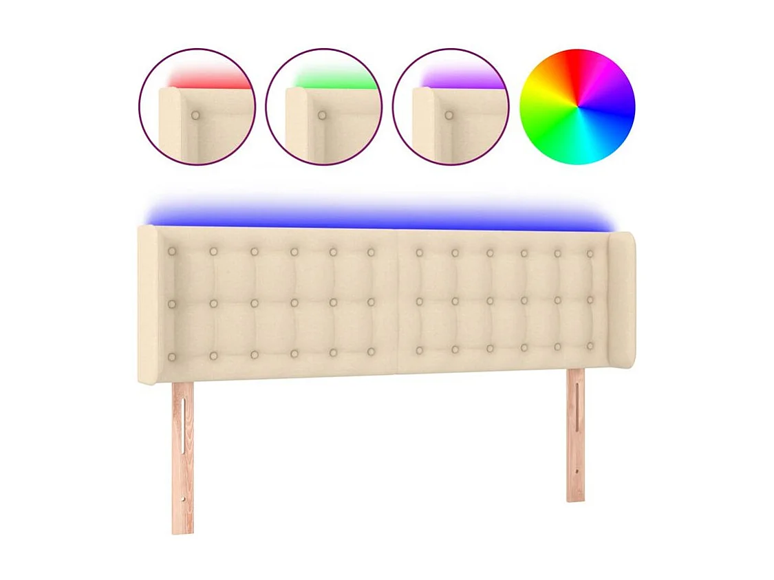 Tête de lit à LED Crème 147x16x78-88 Tissu