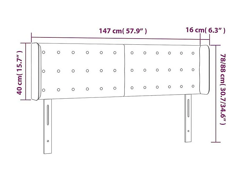 Tête de lit à LED Crème 147x16x78-88 Tissu