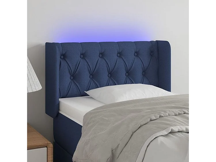 Tête de lit à LED Bleu 83x16x78-88 Tissu