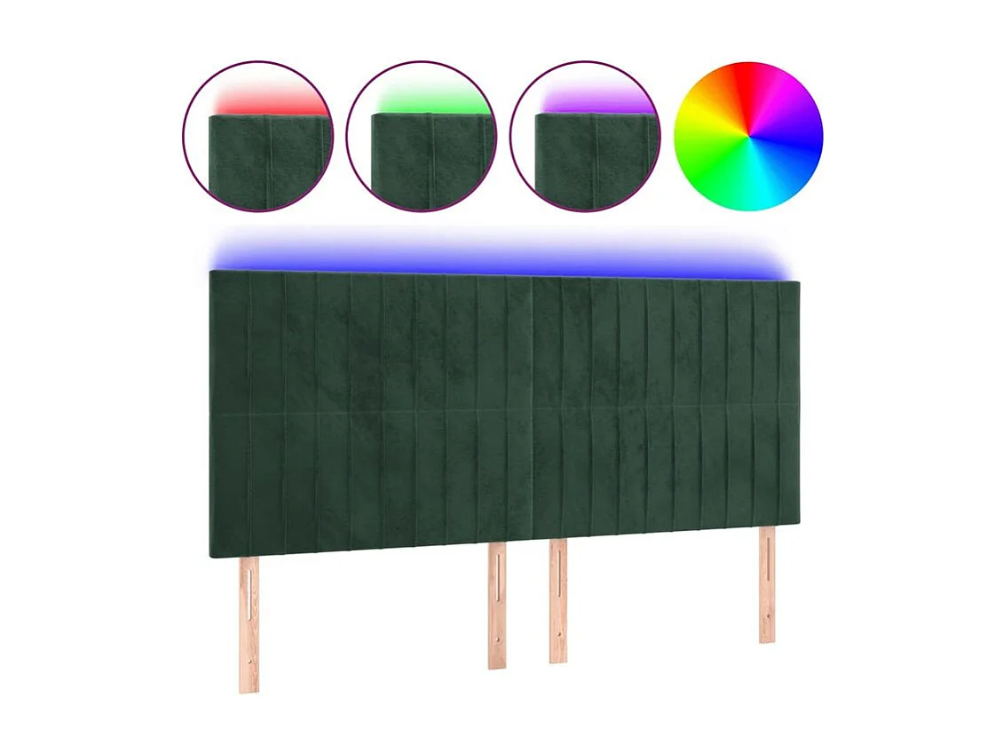 Tête de lit à LED Vert foncé 180x5x118-128 Velours