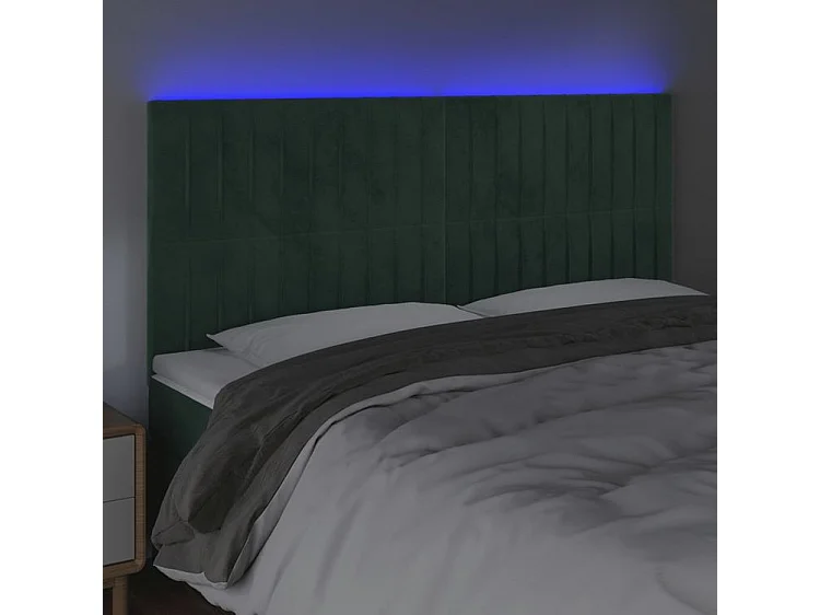 Tête de lit à LED Vert foncé 180x5x118-128 Velours