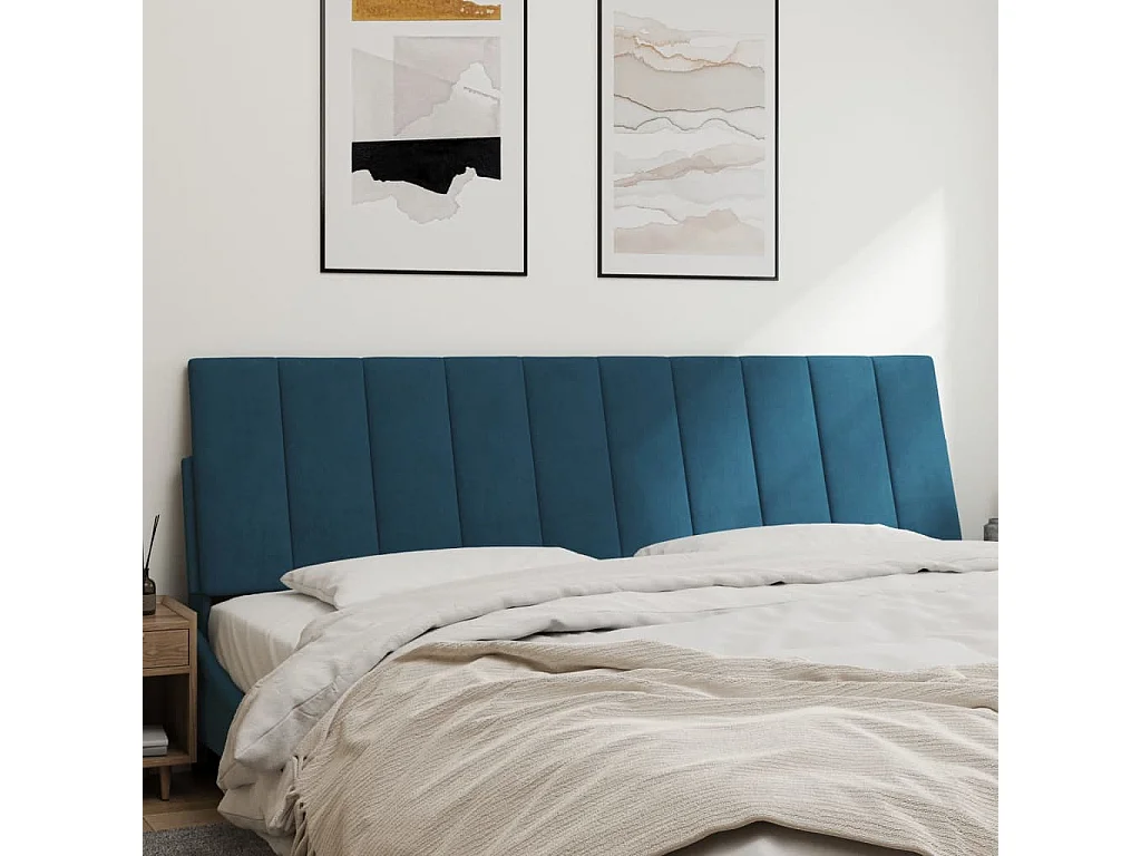 Coussin de tête de lit bleu 180cm velours