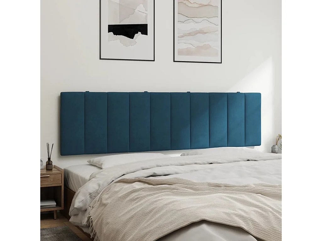 Coussin de tête de lit bleu 180cm velours