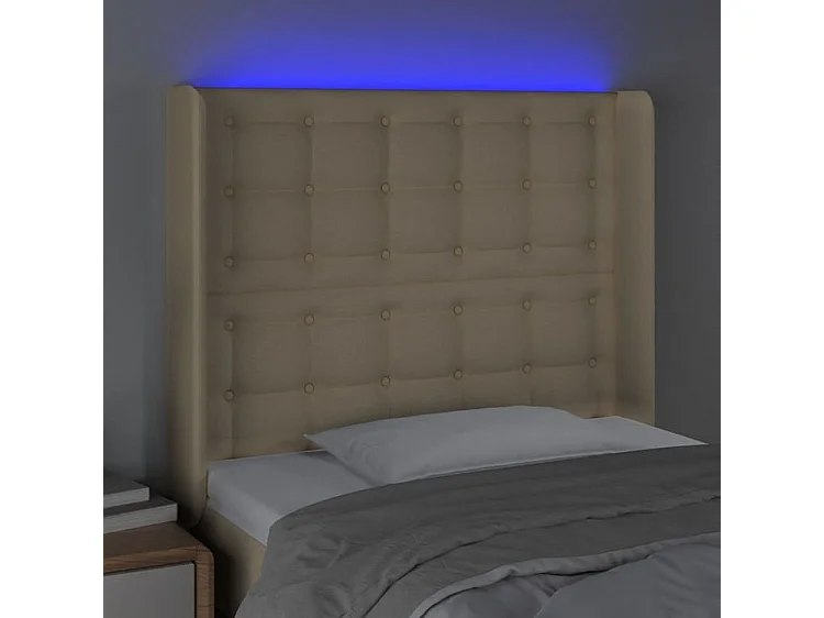 Tête de lit à LED Crème 103x16x118-128 Tissu