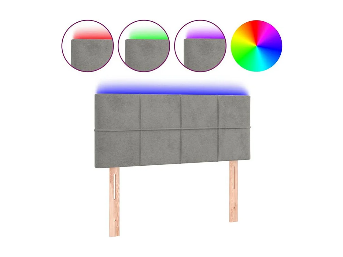 Tête de lit à LED Gris clair 90x5x78-88 Velours