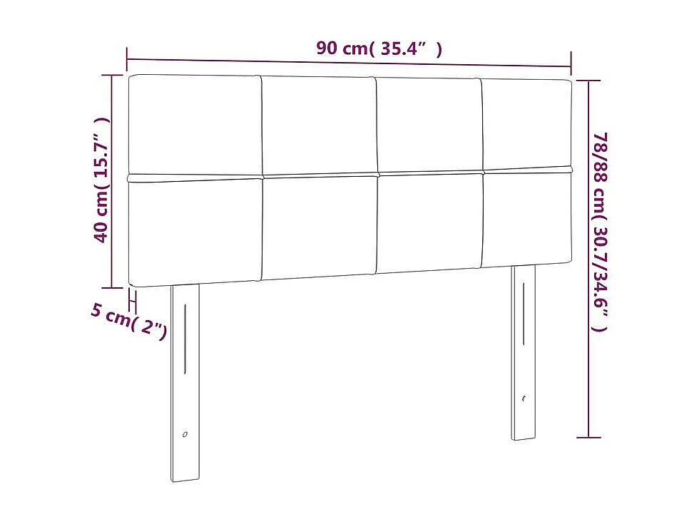 Tête de lit à LED Gris clair 90x5x78-88 Velours