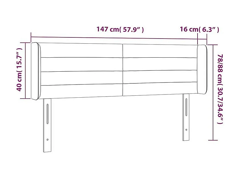 Tête de lit à LED Bleu 147x16x78-88 Tissu