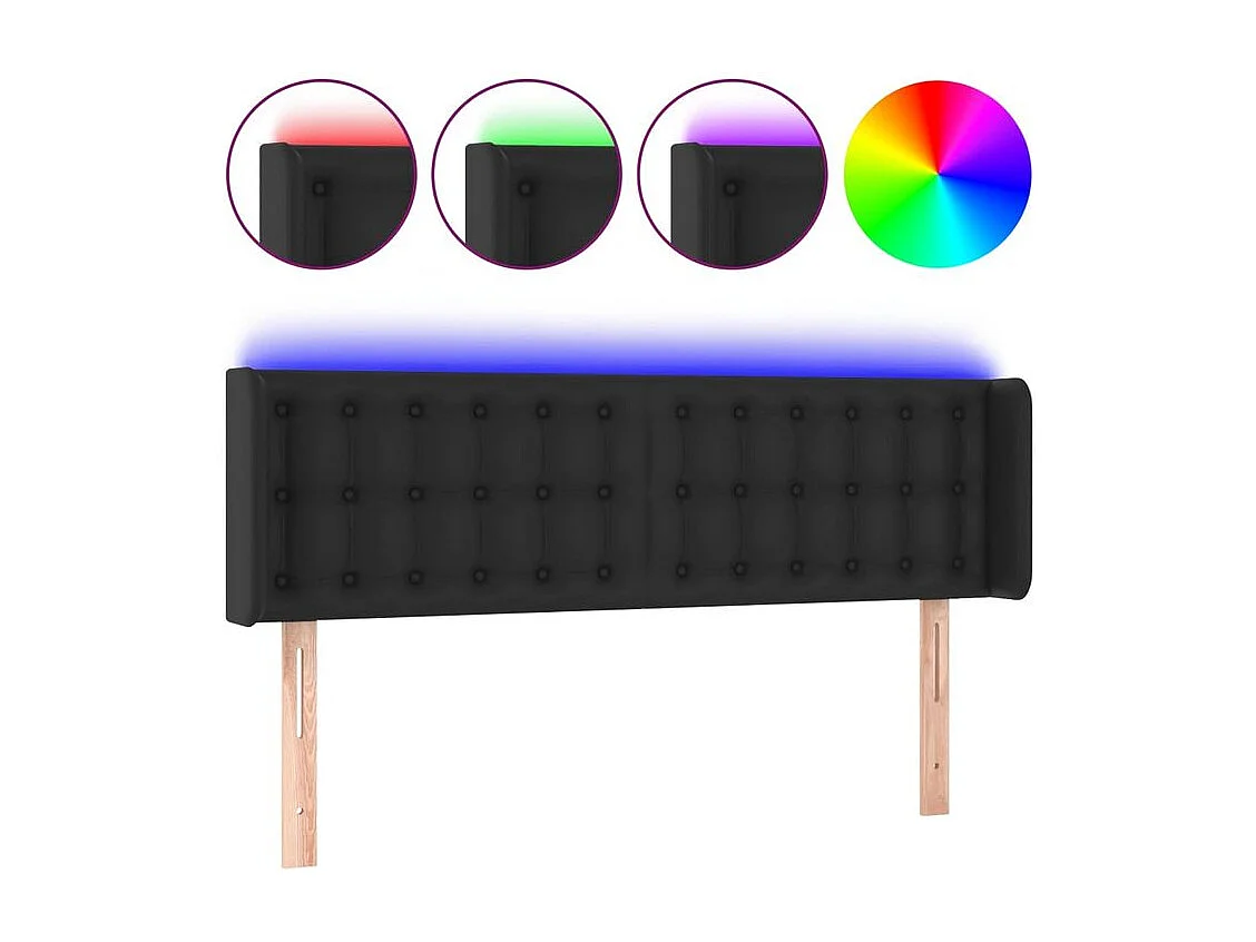 Tête de lit à LED Noir 147x16x78-88 Similicuir