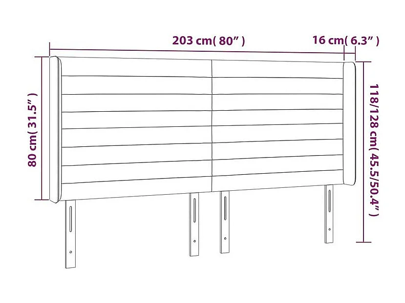 Tête de lit à LED Crème 203x16x118-128 Tissu