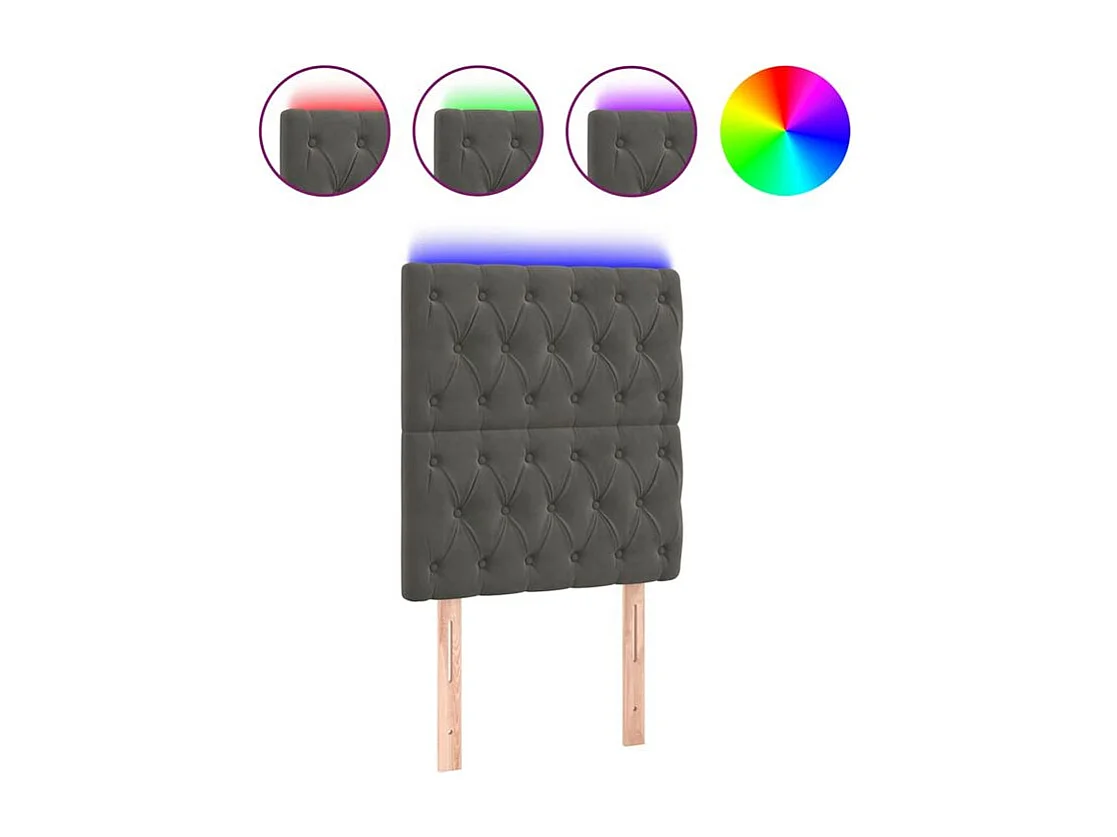 Tête de lit à LED Gris foncé 80x7x118-128 Velours