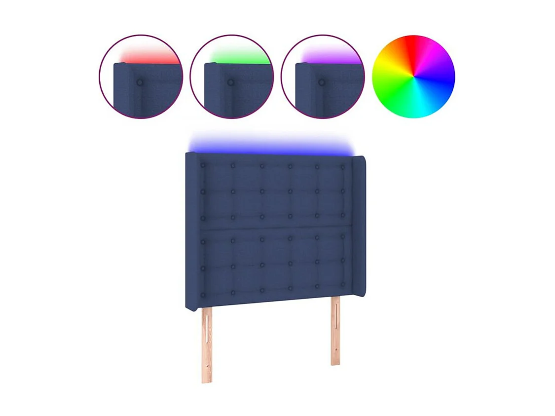 Tête de lit à LED Bleu 103x16x118-128 Tissu