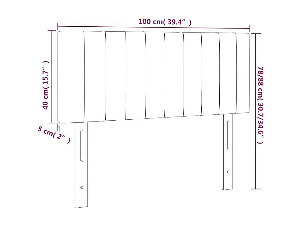 Tête de lit à LED Gris foncé 100x5x78-88 Velours