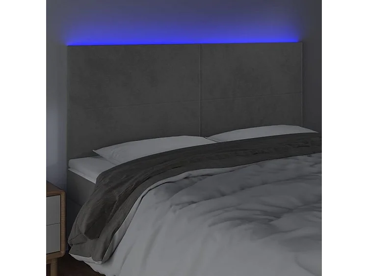 Tête de lit à LED Gris clair 160x5x118-128 Velours