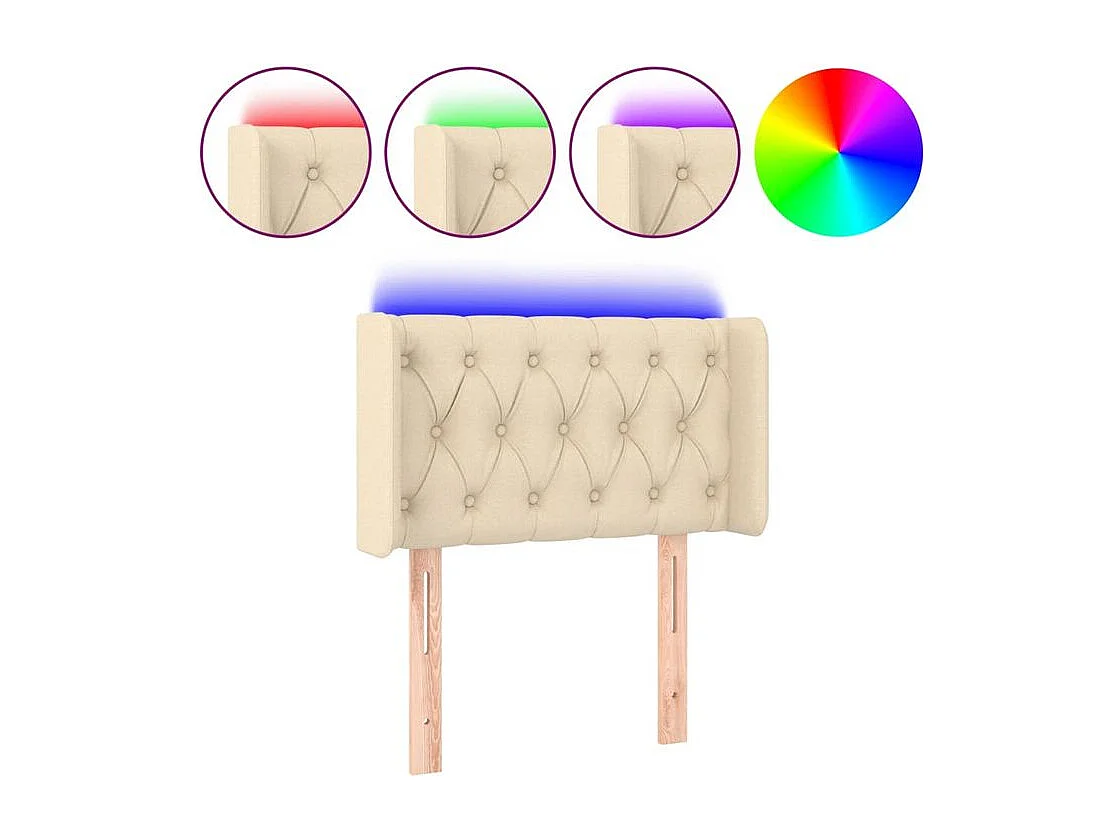 Tête de lit à LED Crème 83x16x78-88 Tissu