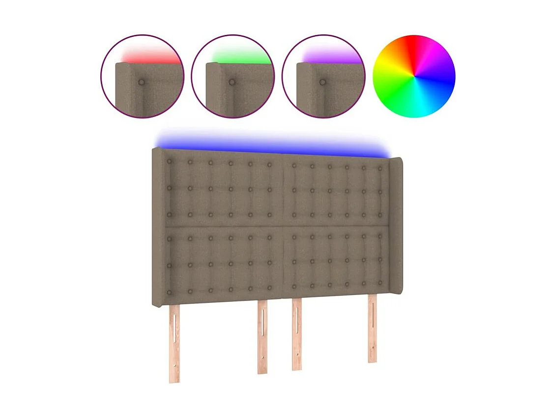 Tête de lit à LED Taupe 147x16x118-128 Tissu