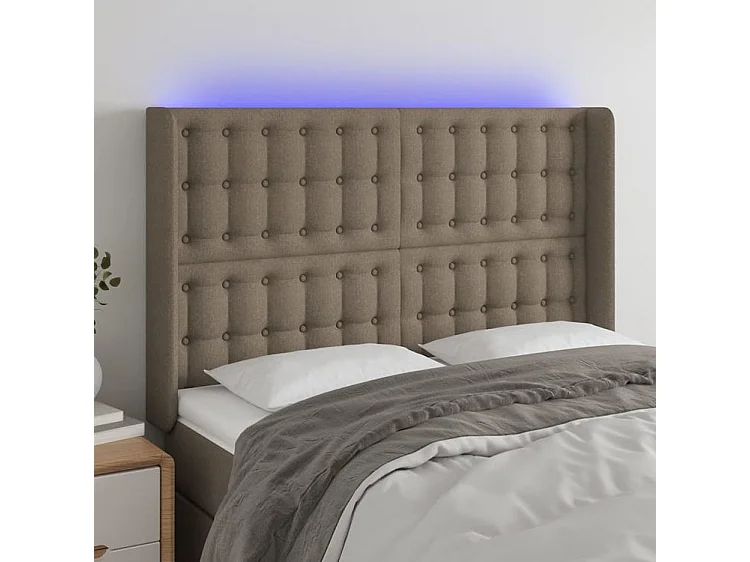 Tête de lit à LED Taupe 147x16x118-128 Tissu