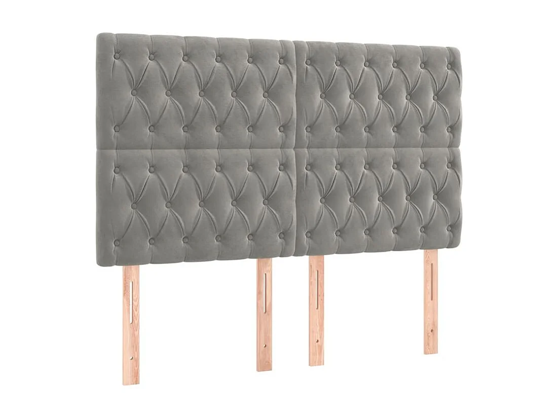 Tête de lit 4 pc Gris clair 72x7x78-88 Velours