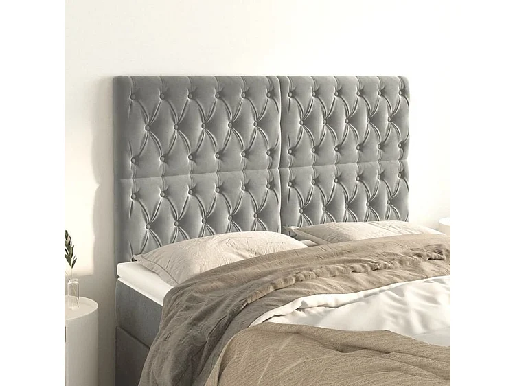 Tête de lit 4 pc Gris clair 72x7x78-88 Velours