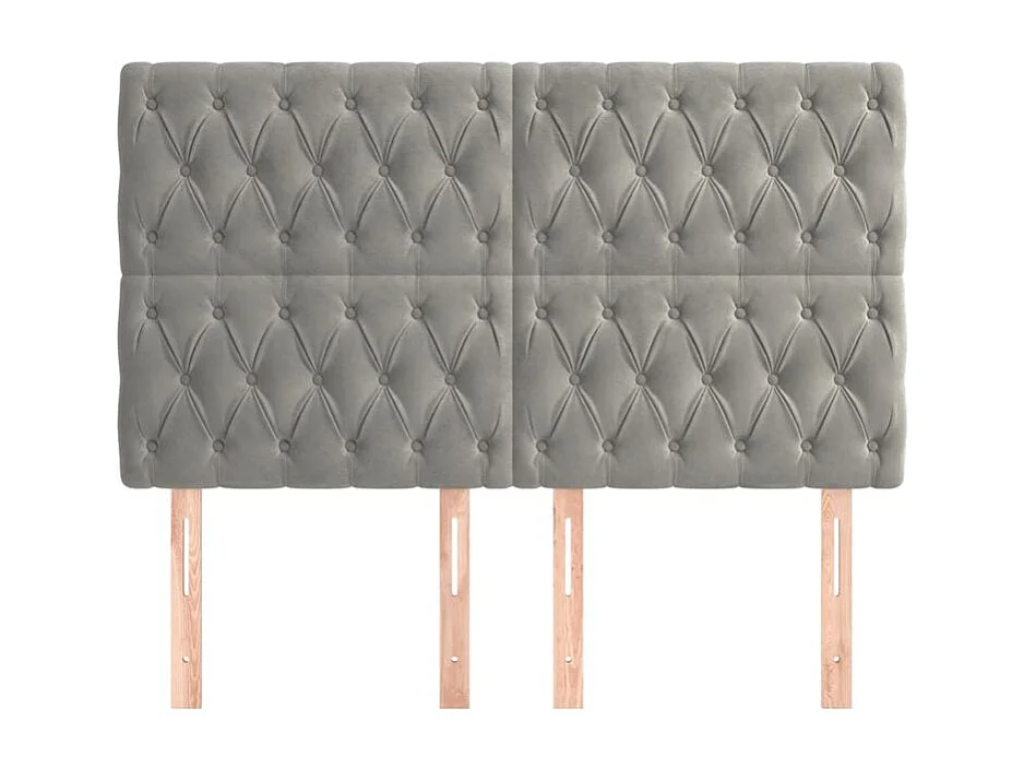 Tête de lit 4 pc Gris clair 72x7x78-88 Velours