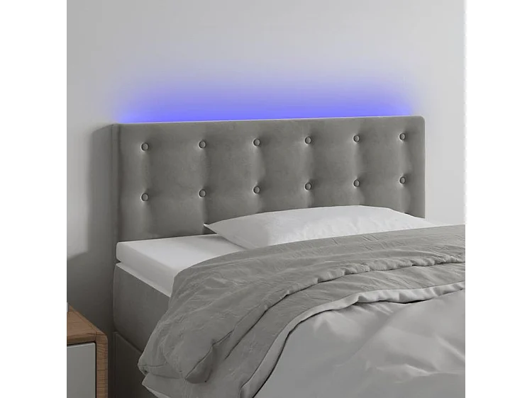 Tête de lit à LED Gris clair 100x5x78-88 Velours