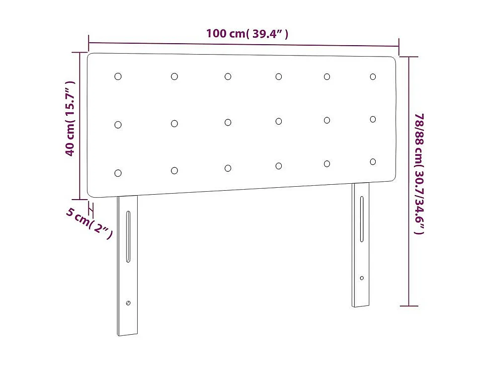 Tête de lit à LED Gris clair 100x5x78-88 Velours