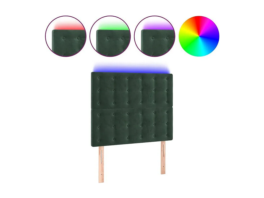 Tête de lit à LED Vert foncé 90x5x118-128 Velours