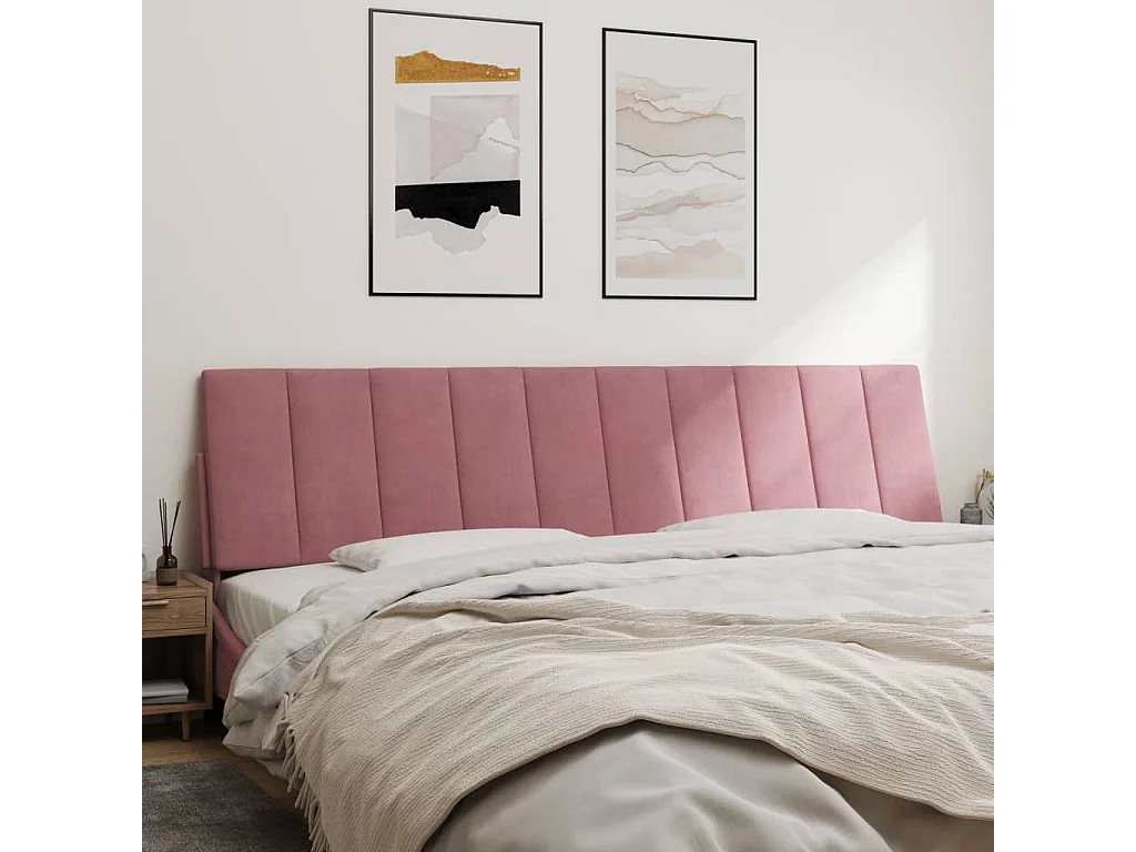 Coussin de tête de lit rose 200cm velours