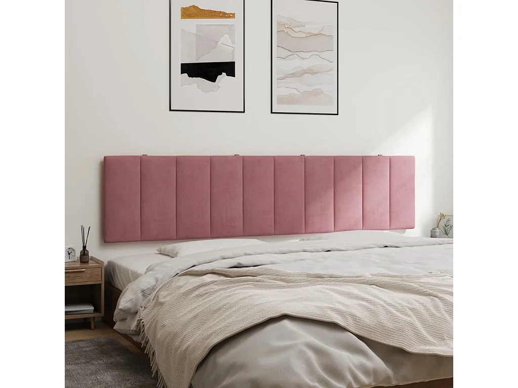 Coussin de tête de lit rose 200cm velours