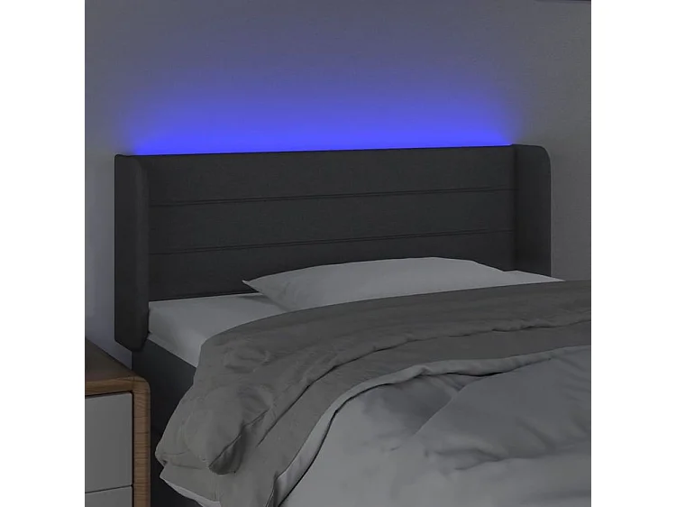 Tête de lit à LED Gris foncé 83x16x78-88 Tissu