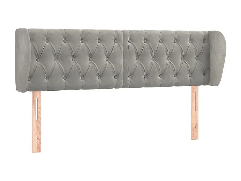 Tête de lit avec oreilles Gris clair 147x23x78-88 Velours