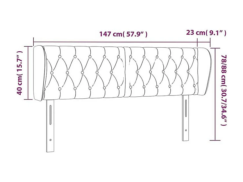 Tête de lit avec oreilles Gris clair 147x23x78-88 Velours