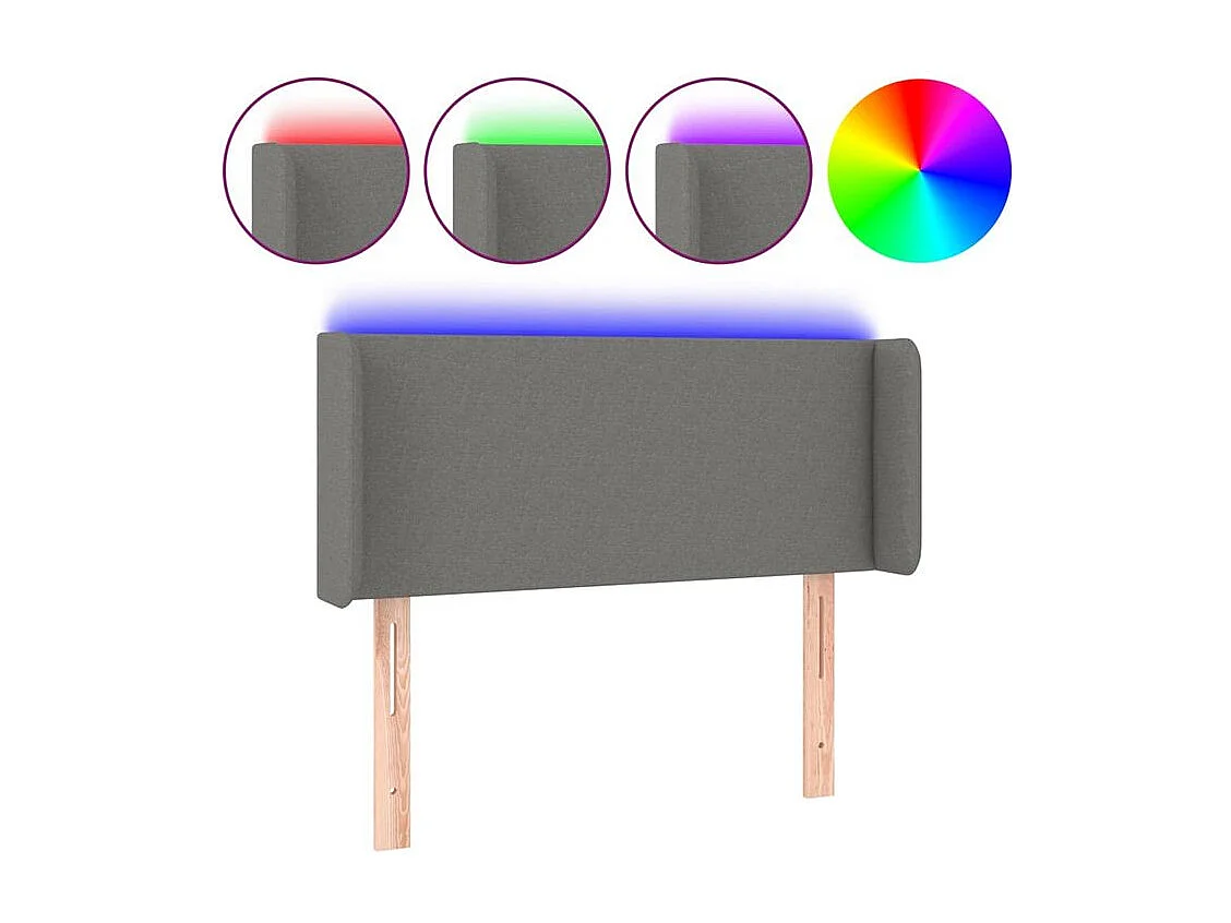 Tête de lit à LED Gris foncé 83x16x78-88 Tissu
