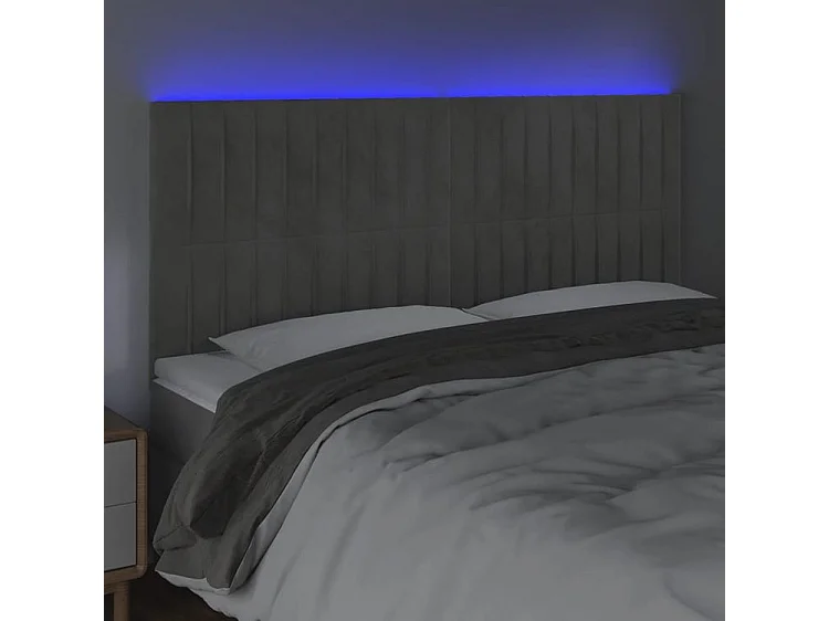 Tête de lit à LED Gris clair 180x5x118-128 Velours