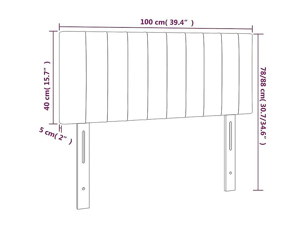 Tête de lit à LED Gris clair 100x5x78-88 Velours