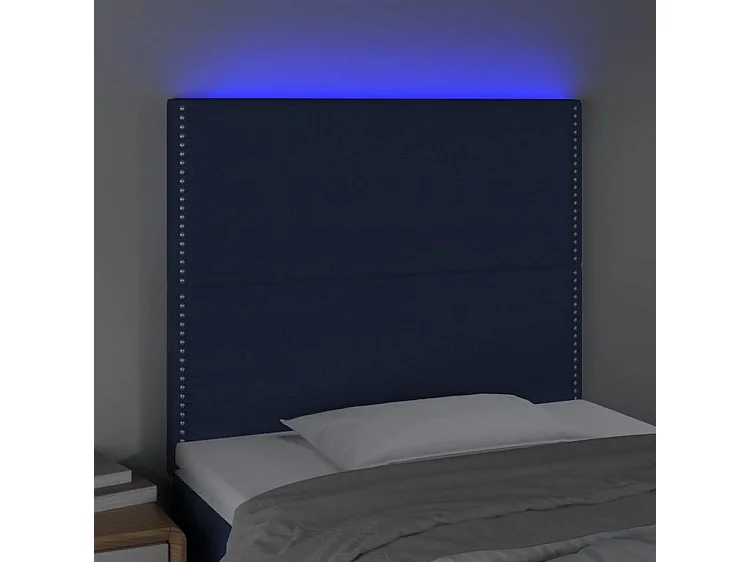 Tête de lit à LED Bleu 100x5x118-128 Tissu