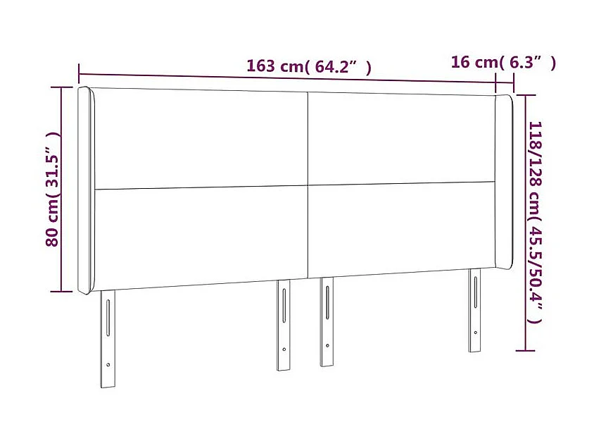 Tête de lit à LED Gris clair 163x16x118-128 Velours