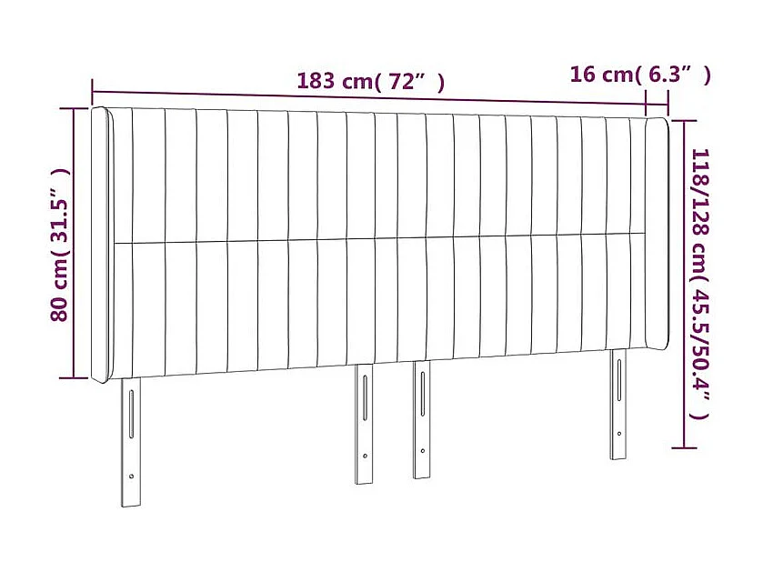 Tête de lit à LED Marron foncé 183x16x118-128 Tissu