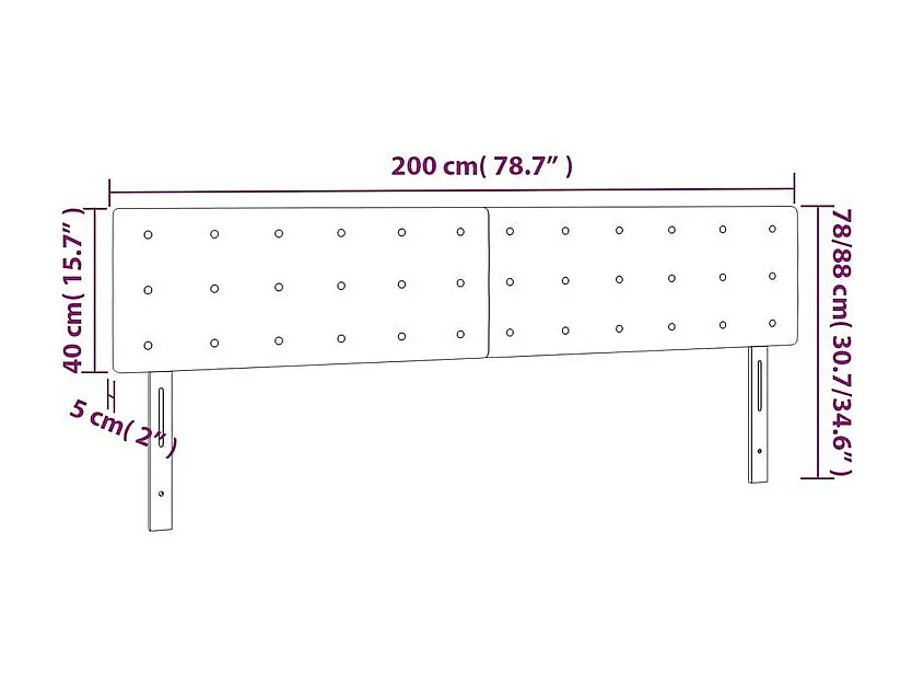 Tête de lit à LED Rose 200x5x78-88 Velours