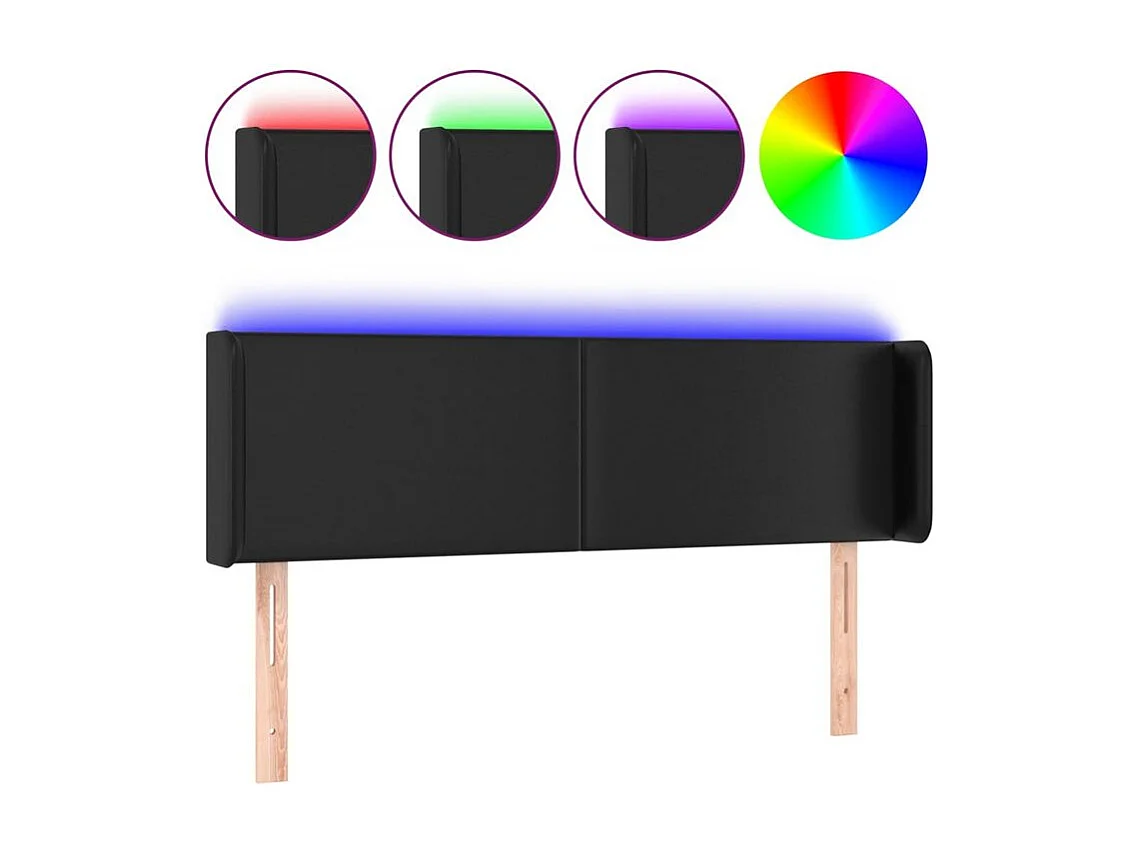 Tête de lit à LED Noir 147x16x78-88 Similicuir